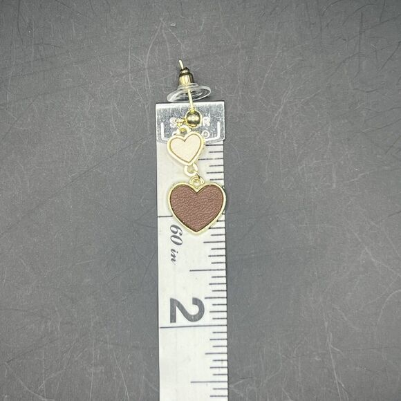 Earrings Hearts Dangle Drop Gold Pink Fashion Jewelry Post Back - Picture 9 of 10
